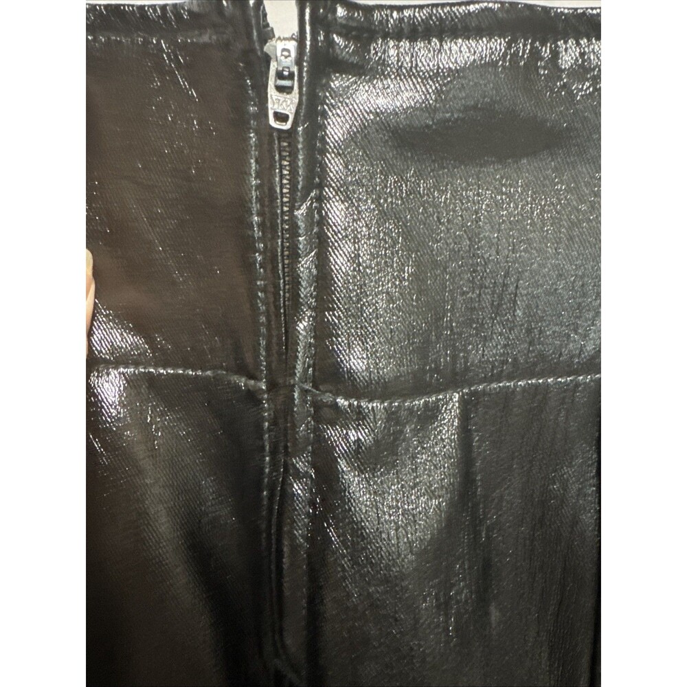 Free People Skirt Womens 2 Black Faux Leather Mini Zip Front Lined Edgy Style - Picture 9 of 12